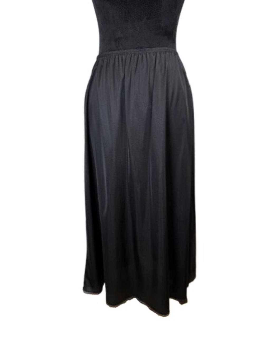 Vintage Vanity Fair Black Half Slip Lace Hem Nylon Size Large 32” USA #11-711